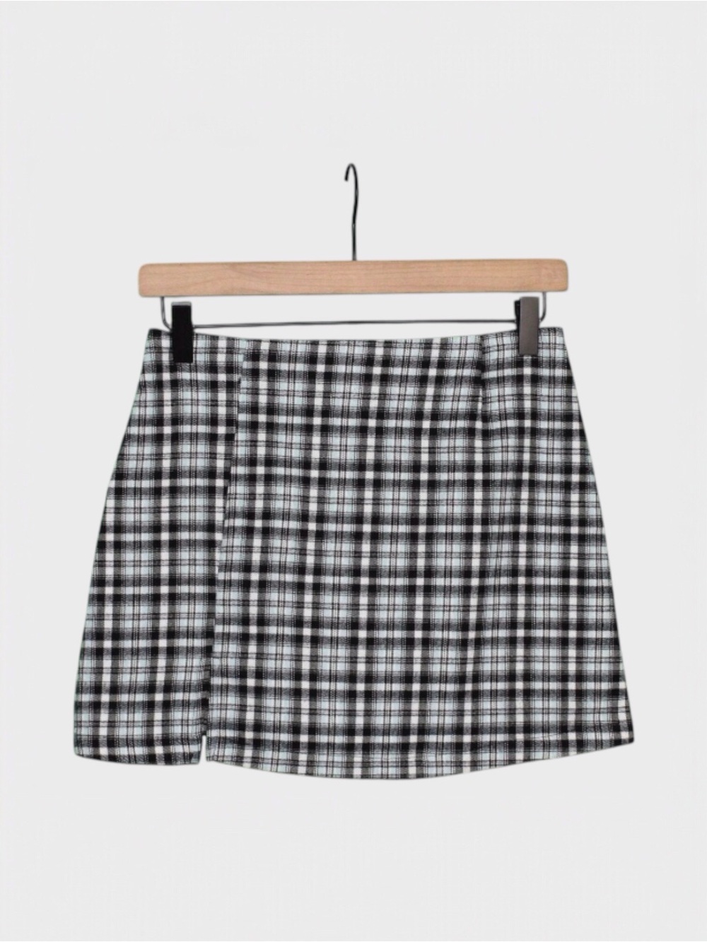 Art Class Plaid Faux Wrap Mini Skirt